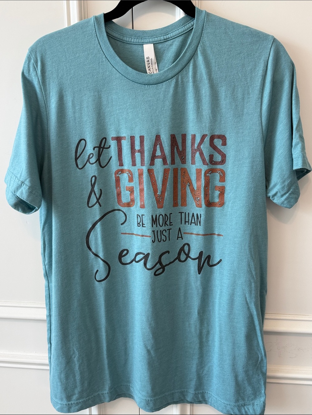 Bella Canvas Teal Fall/Thanksgiving Season with Rust Orange and Black Print